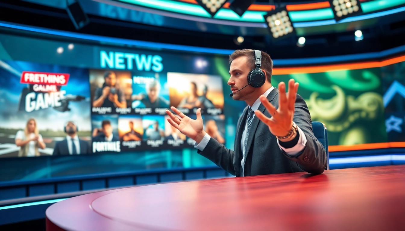 Aktuelle Gaming News mit einem Reporter, der neue Spiele vorstellt und spannende Informationen teilt.