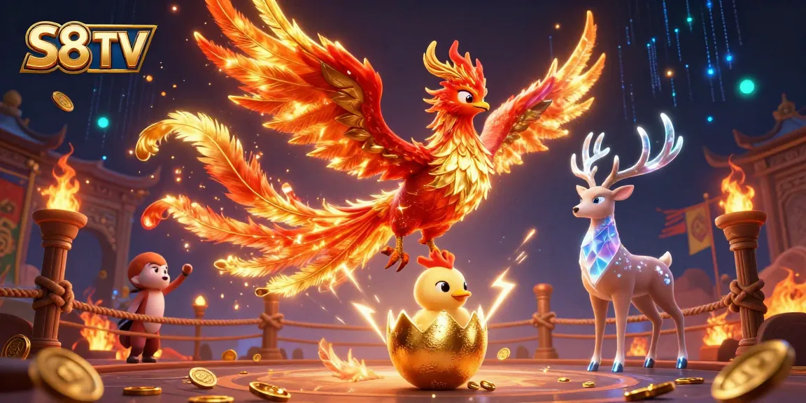 S8 TV offers live betting experiences with a vibrant phoenix scene illustrating dynamic sports action.