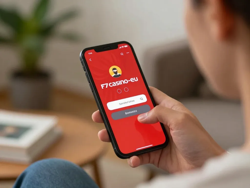 Sicheres Einloggen bei f1casino-eu mit biometrischer Authentifizierung auf einem Smartphone in einem gemütlichen Wohnumfeld.