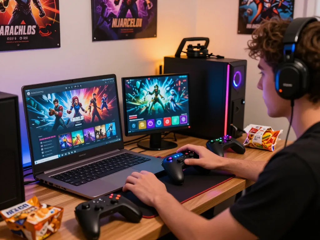 Engaging gaming scene featuring a player using hitclub for online gaming with vibrant atmosphere and exciting elements.