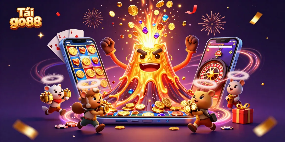 Tải go88 and win big with vibrant casino-themed 3D illustration showcasing treasure-filled adventures.