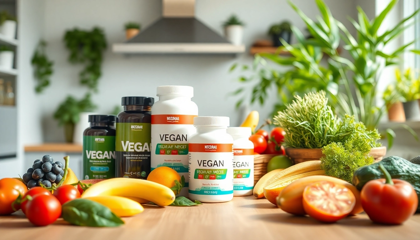 Vegane Supplements displayed attractively in a bright kitchen environment, highlighting health and vitality.