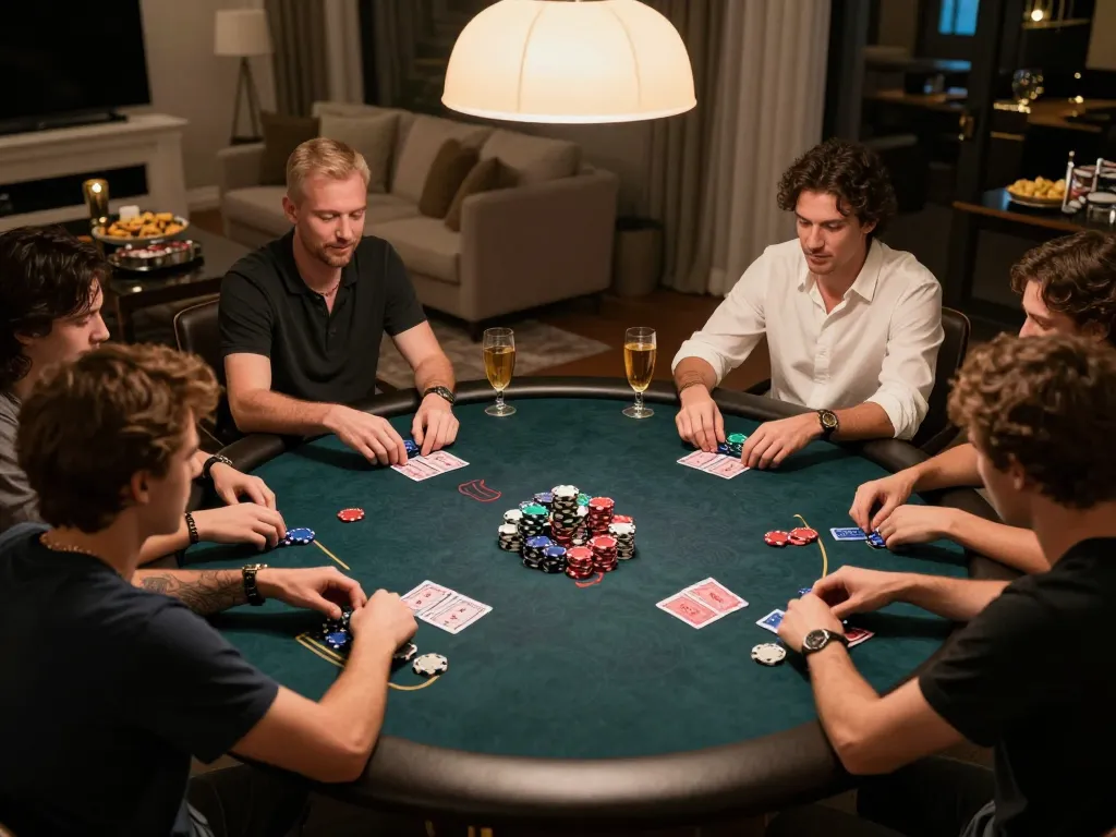Engaged players enjoying a friendly Texas Hold'em game on Trang Chủ SC88, emphasizing social interaction and strategic gameplay.
