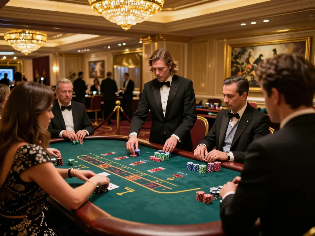 Experience elite gameplay at OKBAY's exclusive blackjack table in a VIP gaming area.