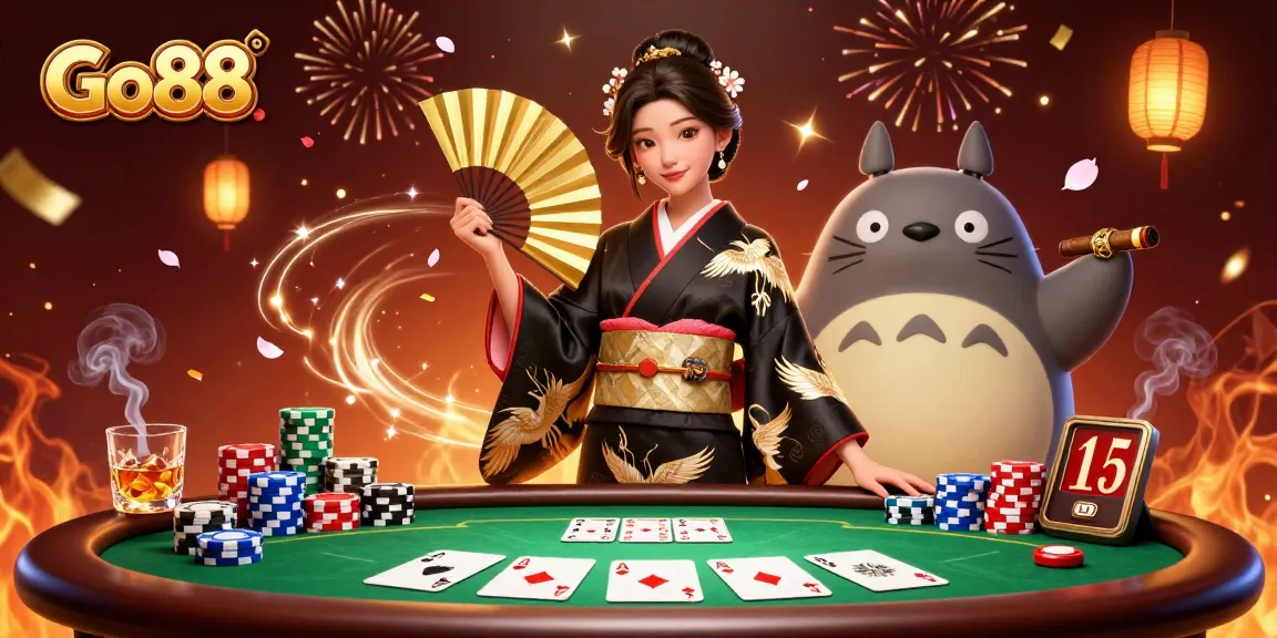 Experience thrilling gameplay at Go88 Casino, showcasing vibrant poker elements and dynamic characters.