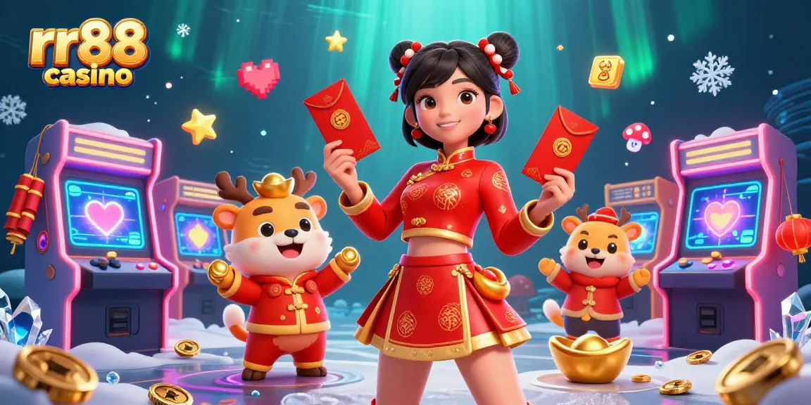 Experience the thrill of rr88 casino with vibrant graphics and festive characters.