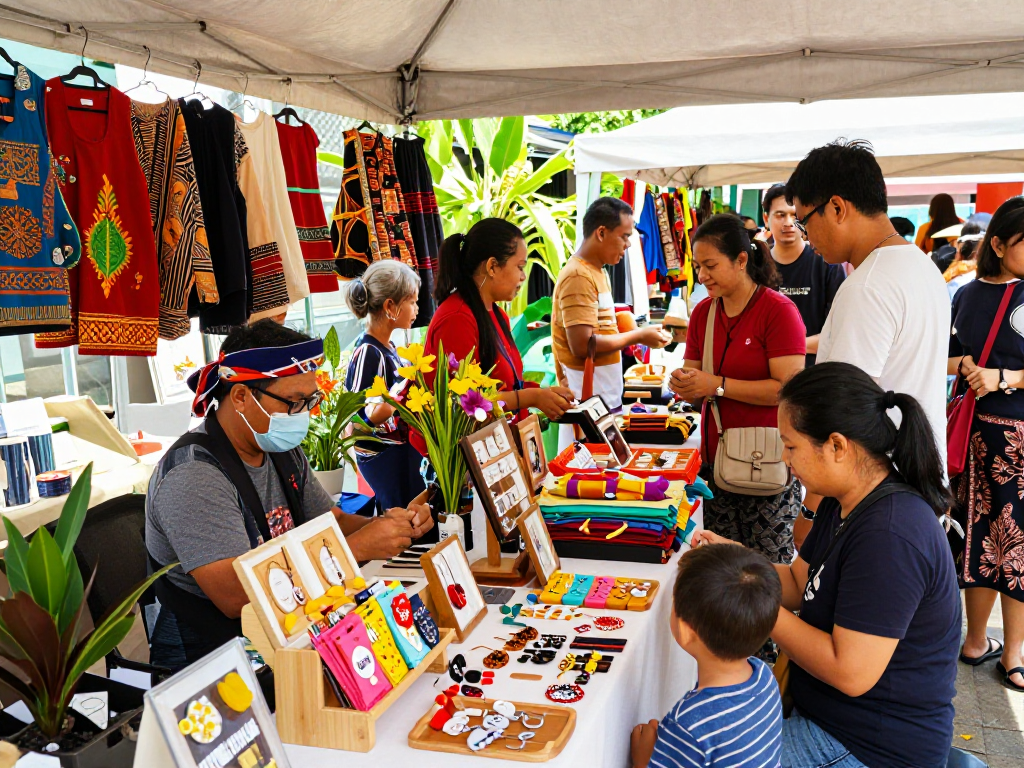 Vibrant marketplace showcasing UMKM products at ROKOK88 RTP, emphasizing local craftsmanship and culture.