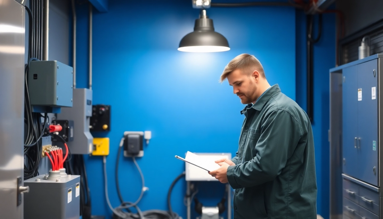Qualifizierte Fachkräfte prüfen der ortsveränderlichen elektrischen Betriebsmittel in einer modernen Werkstatt.