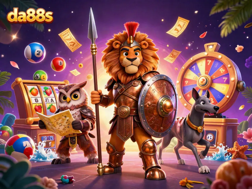 Engage with da88s for thrilling slot experiences, witnessing vibrant lottery elements and heroic characters.