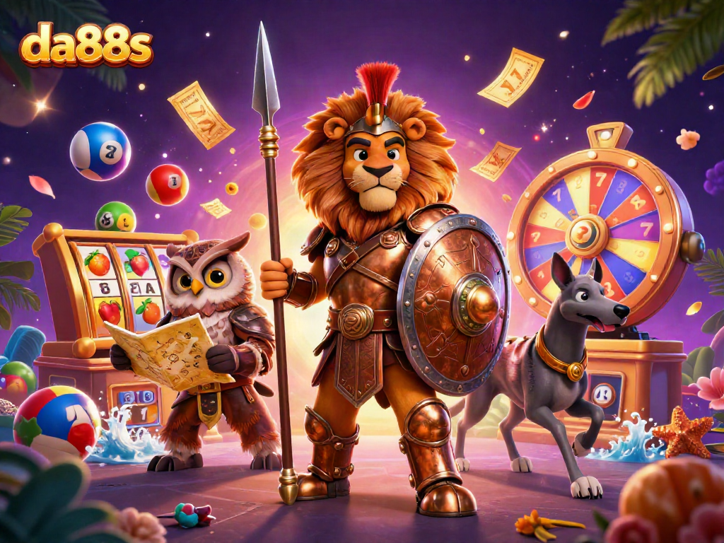 Engage with da88s for thrilling slot experiences, witnessing vibrant lottery elements and heroic characters.