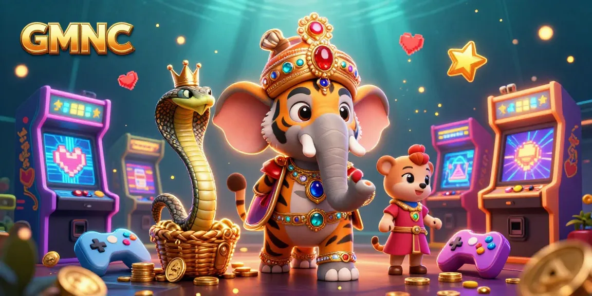 Engage with GMNC in this vibrant 3D gaming world packed with colorful casino elements.