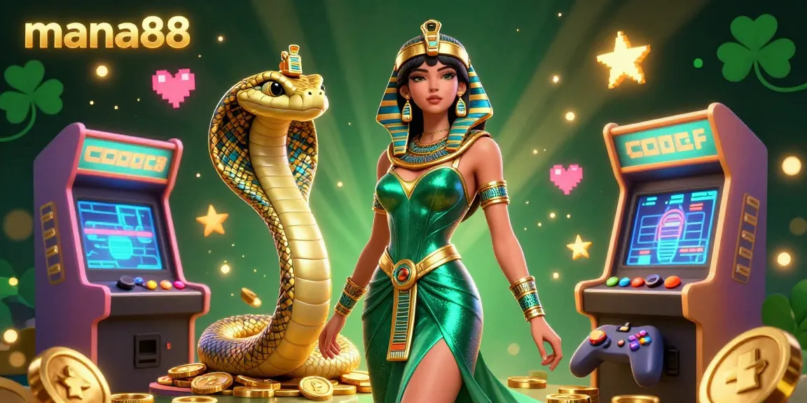 Win big with mana88 in a vibrant 3D casino scene featuring games, golden elements, and lively characters.
