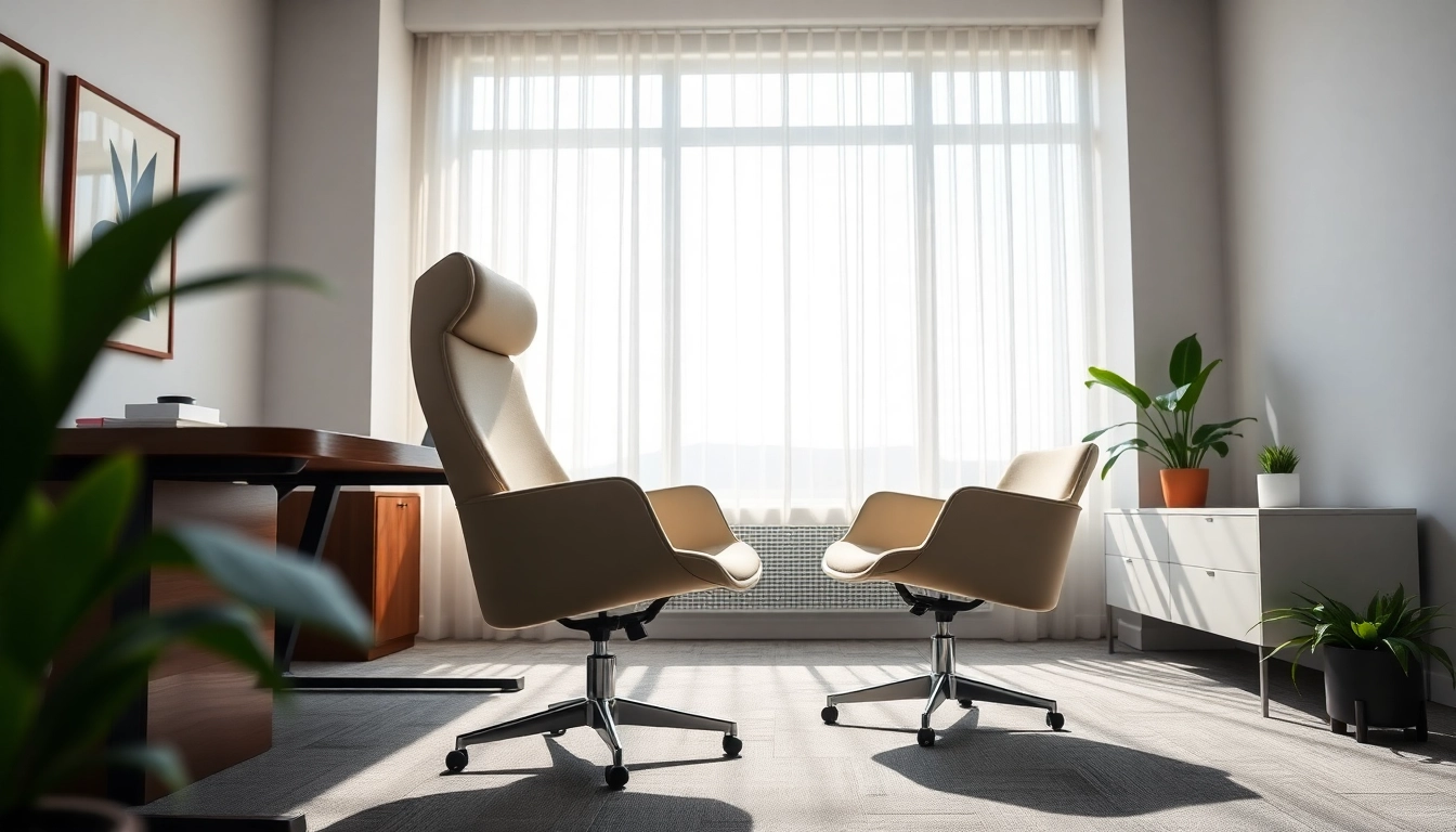 Refurbished Vitra chair in a stylish office setting promoting elegance and comfort.