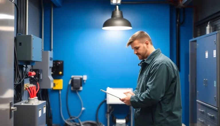 Qualifizierte Fachkräfte prüfen der ortsveränderlichen elektrischen Betriebsmittel in einer modernen Werkstatt.