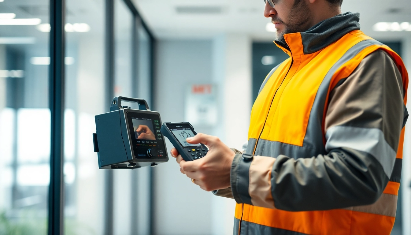 Experte führt eine DGUV V3 Prüfung an einem elektrischen Gerät durch, um Sicherheit und Compliance zu gewährleisten.