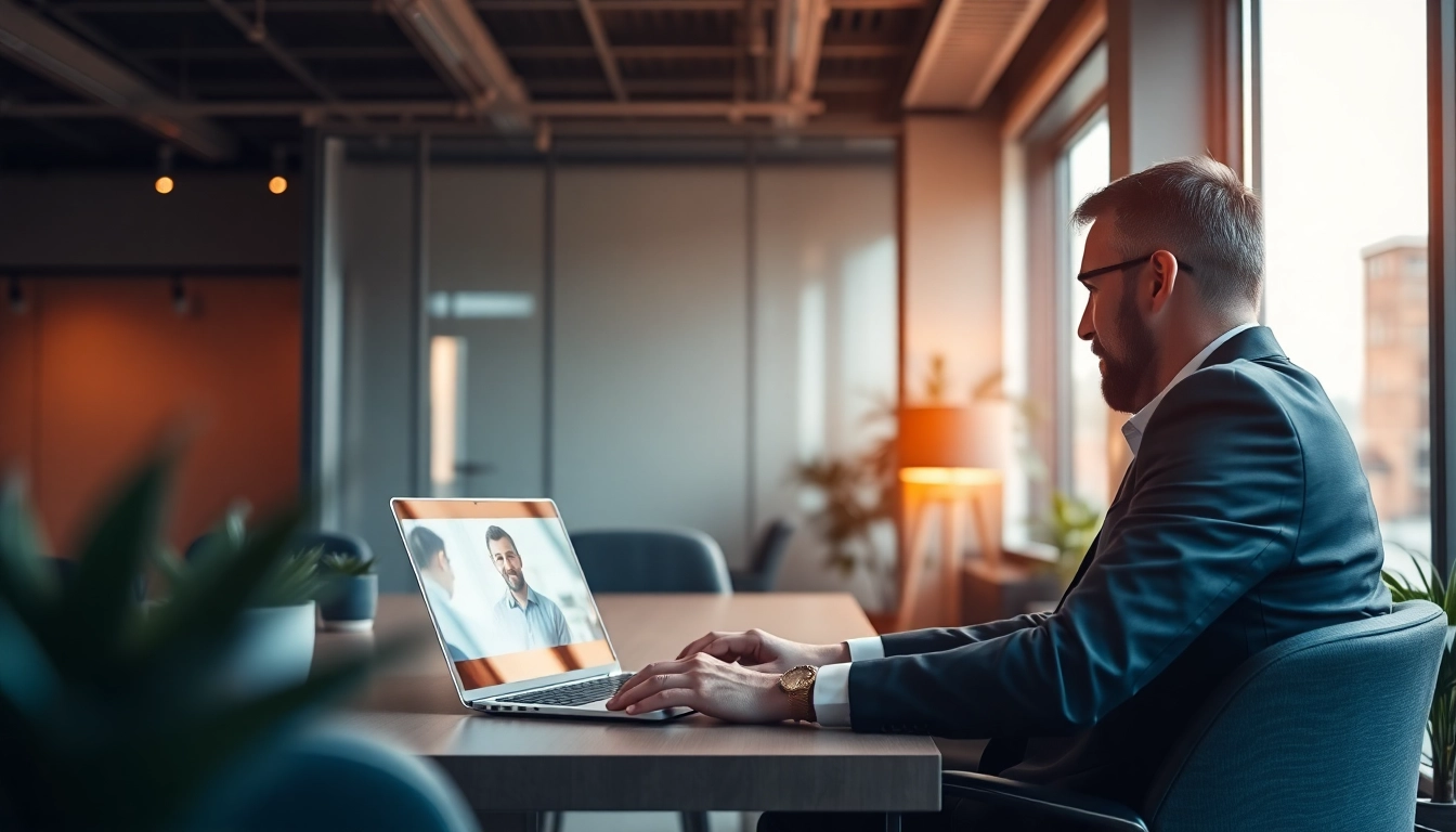 Professioneller Headhunter Hannover führt ein Interview via Videoanruf.