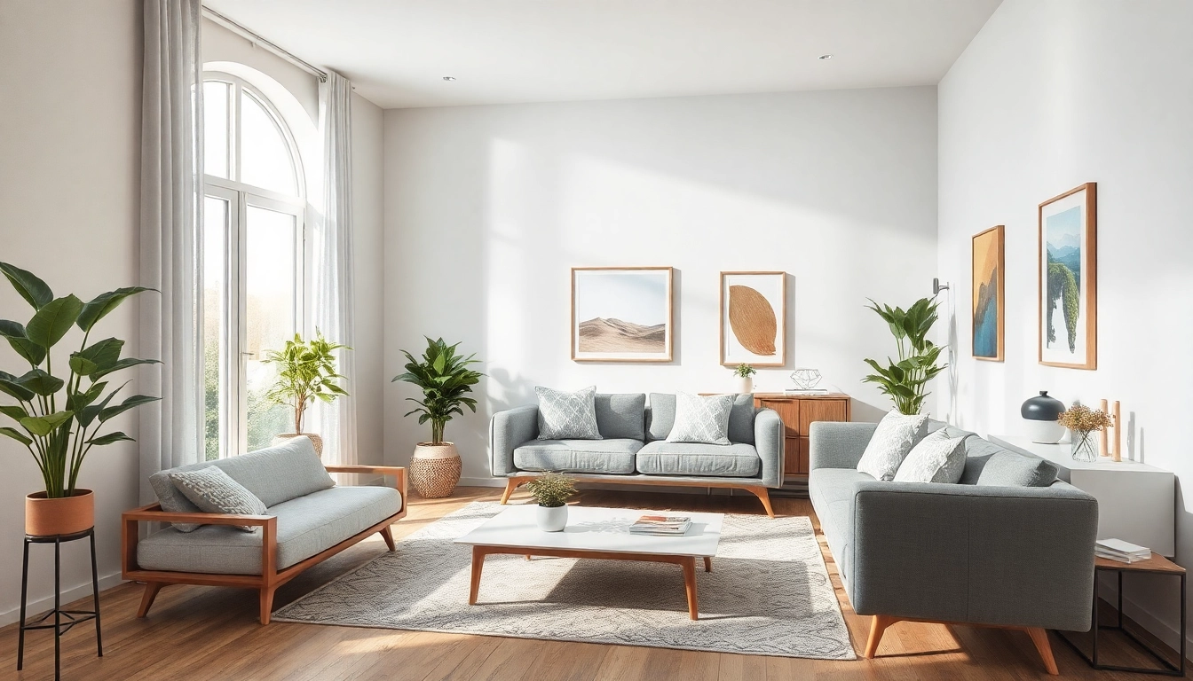 Gestalten Sie einen hellen und modernen Raum mit harmonischen Farben und stilvollen Möbeln für optimale Raumgestaltung.