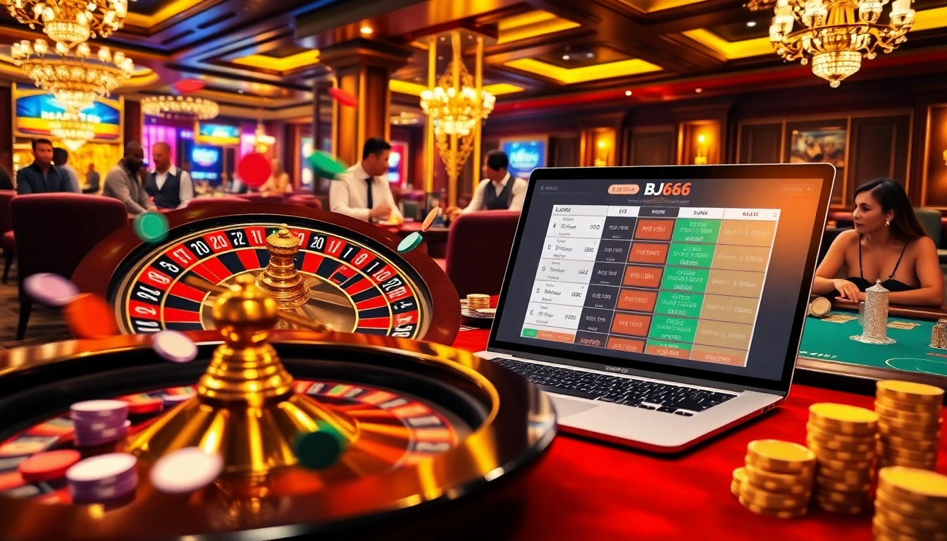 Experience thrilling casino gaming with BJ66 at a vibrant roulette table featuring live betting.