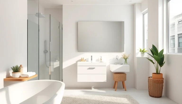 Beleuchteter sonni Spiegelschrank im eleganten Badezimmer mit stilvollen Accessoires und warmem Licht.