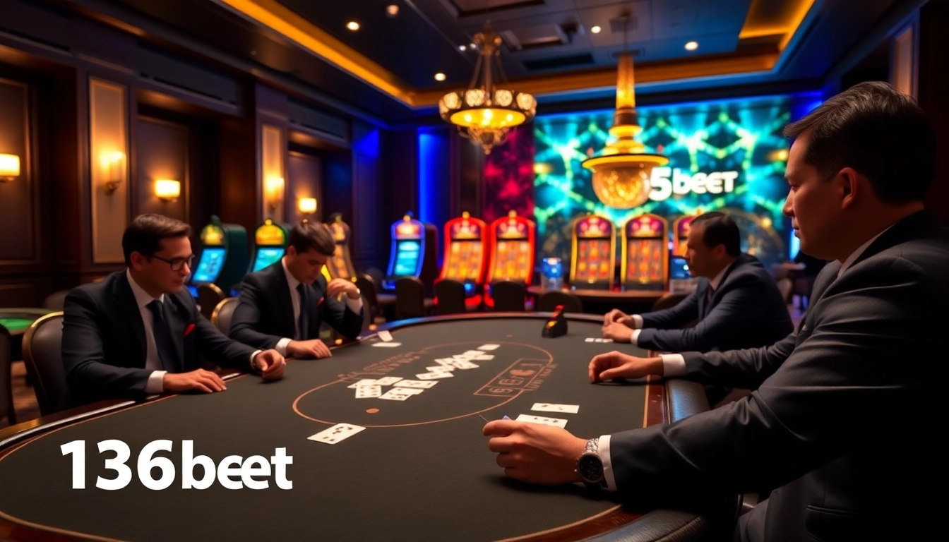 Intense poker gameplay at the 136bet casino, showcasing high-stakes betting and strategic moves.