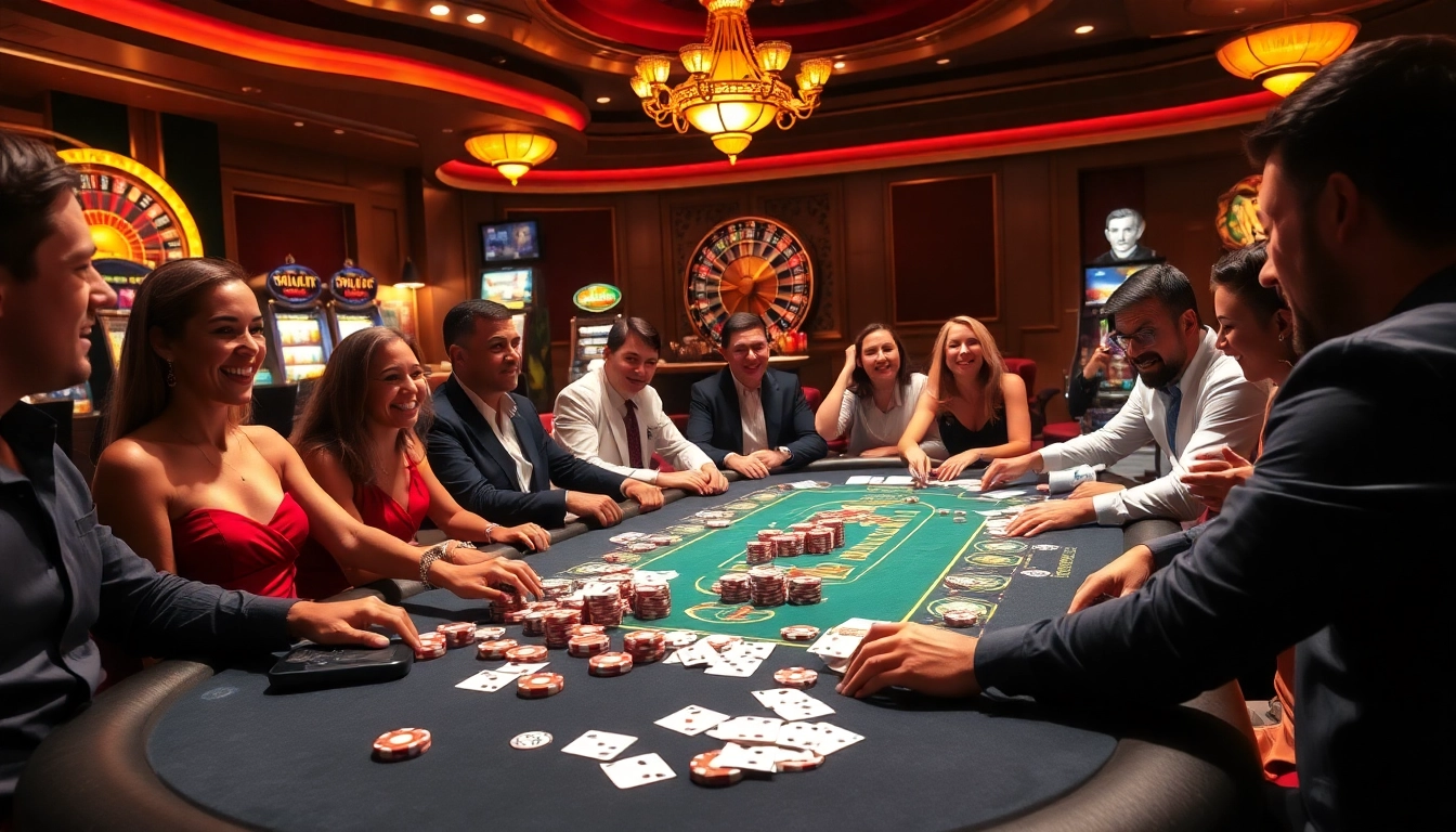 A high-stakes poker game at https://bj66.at, featuring vibrant chips and cards, showcasing excitement and strategy.