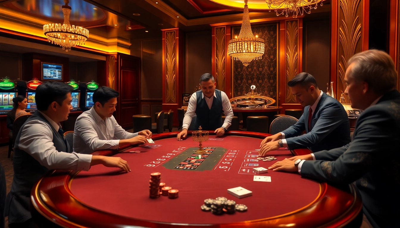 Experience the excitement at Nhà cái BL555, featuring an engaging poker table with glamorous decor.