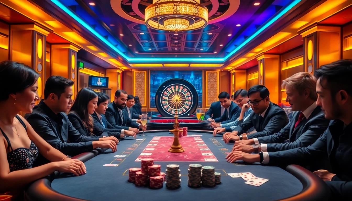 Engaging poker game scene showcasing professional players with the keyword Termo transferio spauda highlighted in luxurious casino setting.