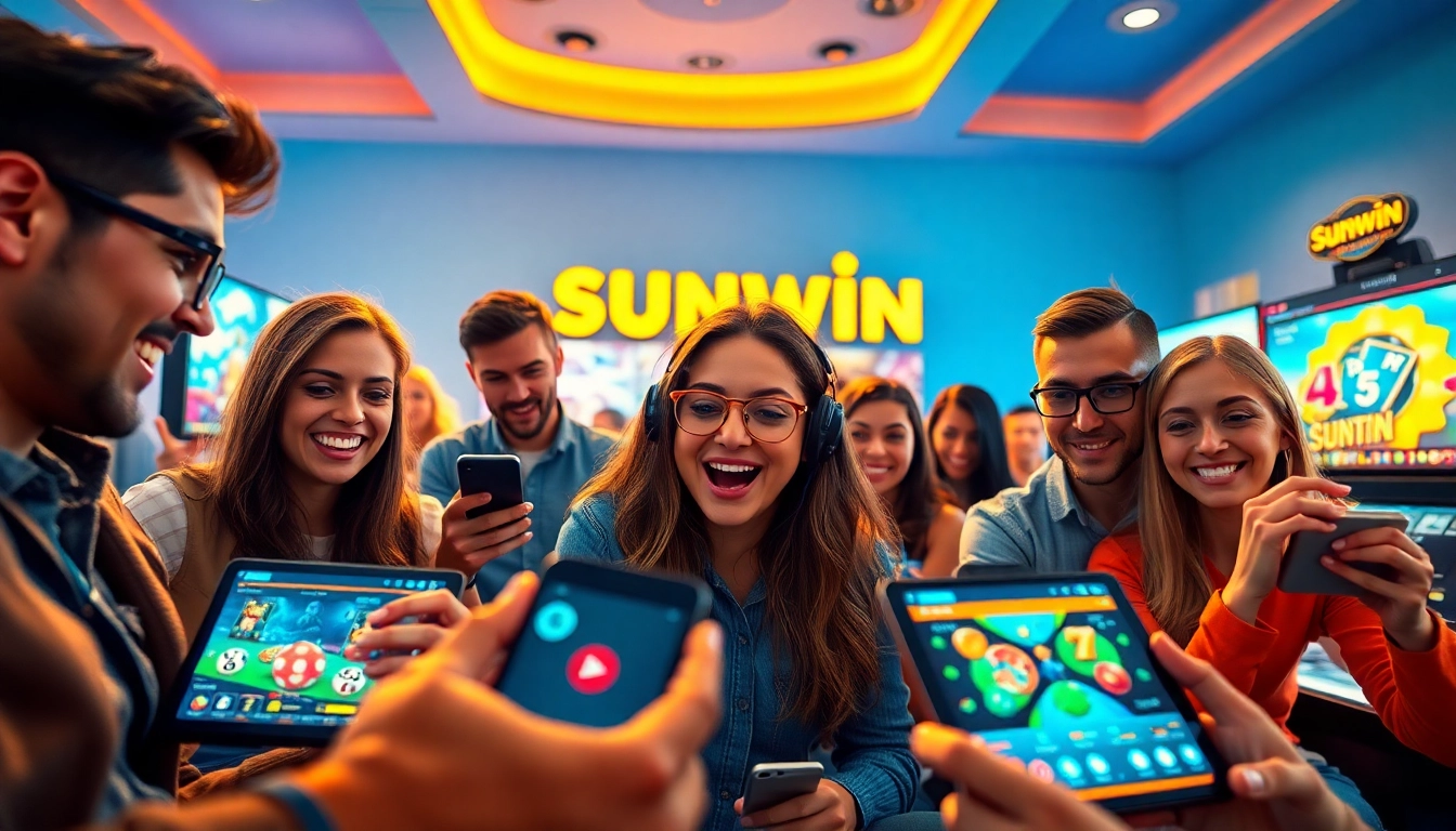 Players enjoying online games on the Sunwin platform with vibrant graphics and user-friendly interface.