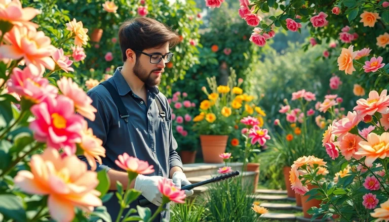 Gartenbau in einem malerischen viktorianischen Garten mit blühenden Blumen.