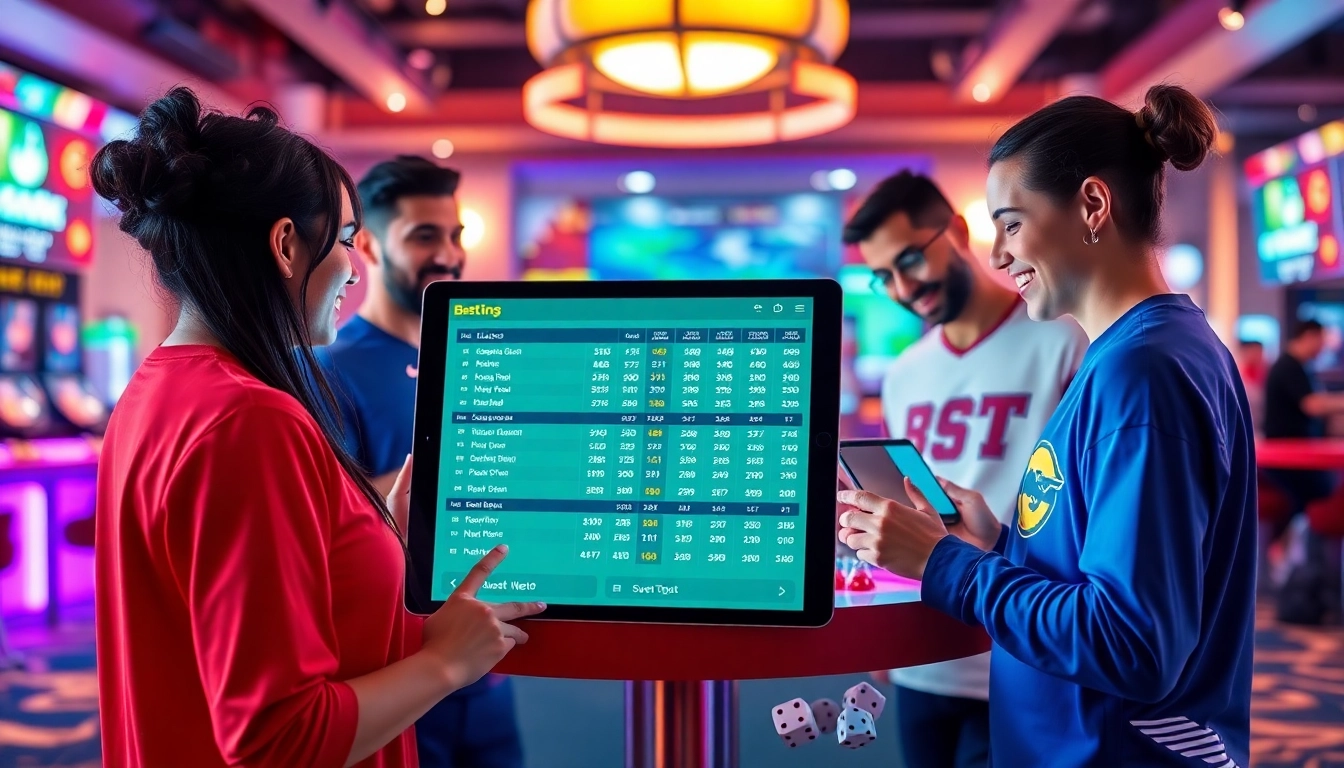 Engaging scene of diverse users interacting with trustworthy online betting platforms, highlighting nhà cái uy tín.