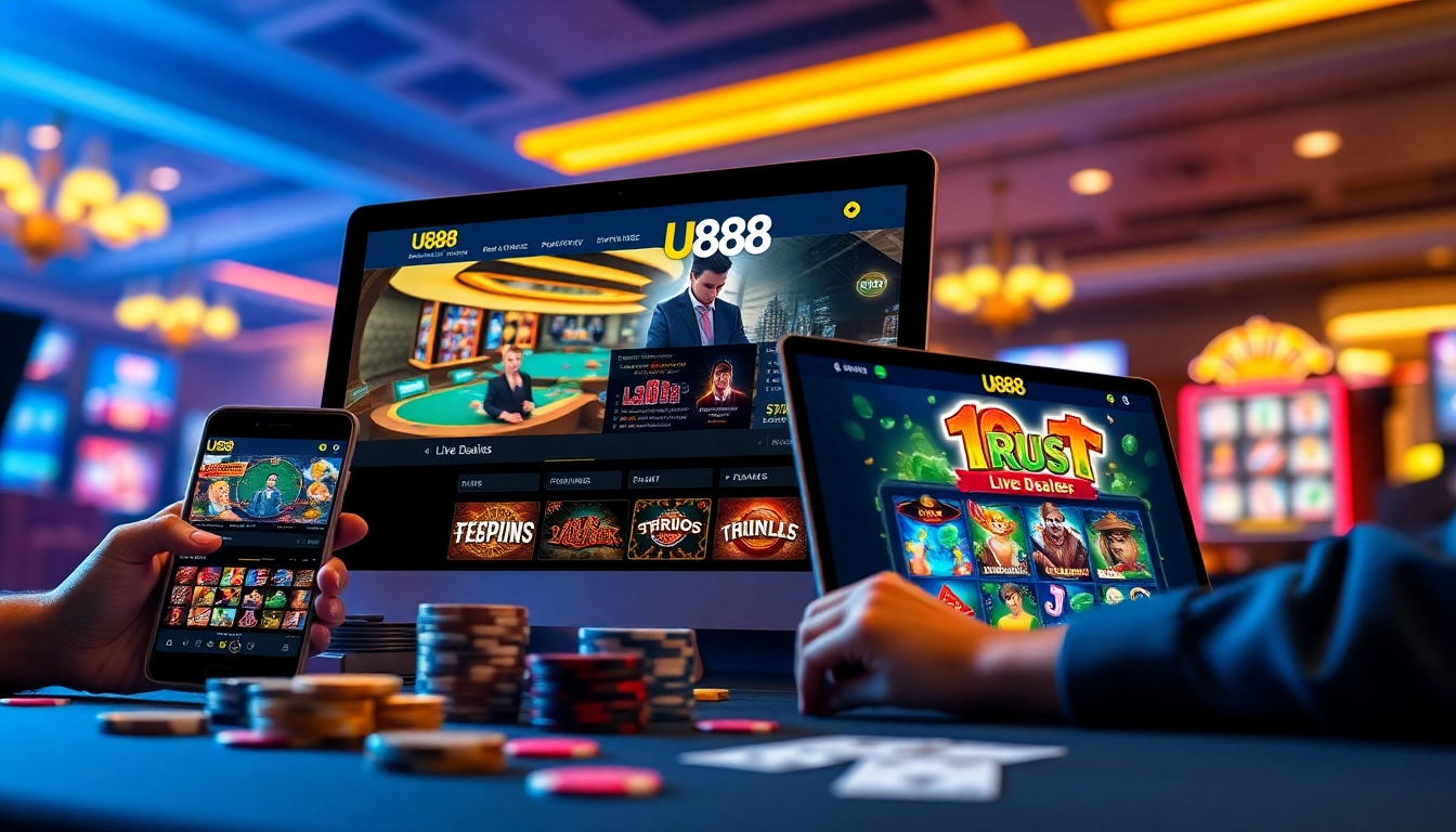 U888 online betting experience featuring live dealers and casino games.