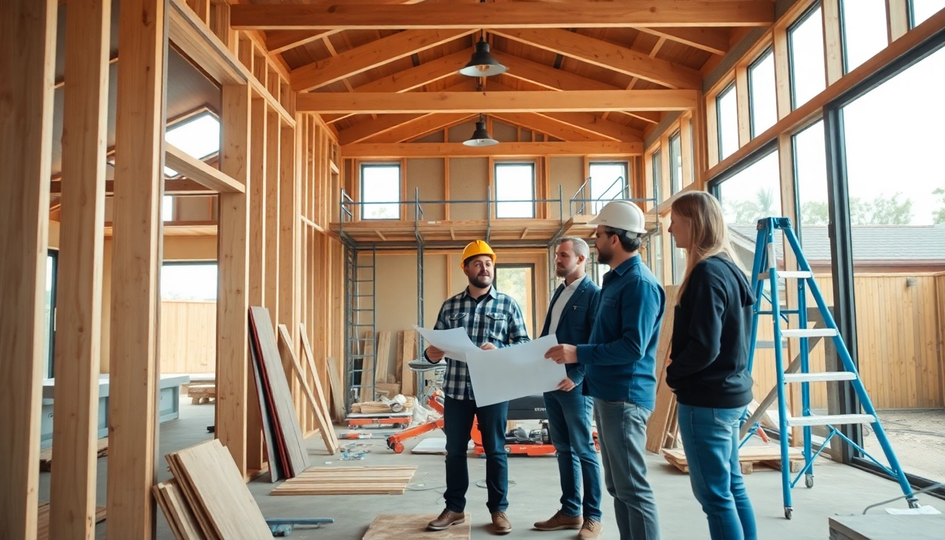 House extension construction showing builders collaborating with homeowners on a modern extension in Melbourne.