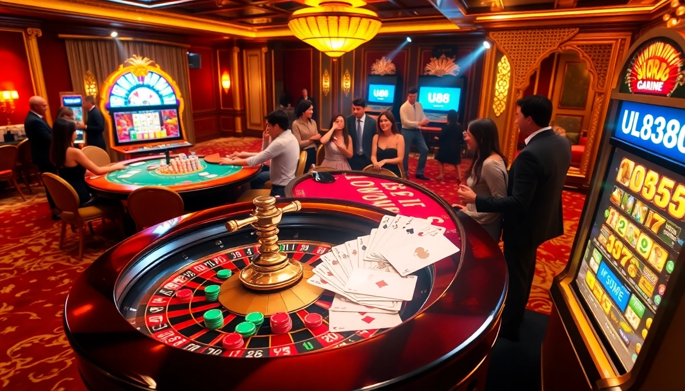 Experience the excitement of U88 with vibrant casino elements and engaging gamblers.
