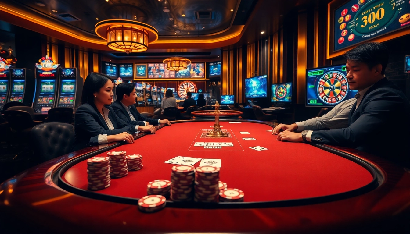 Experience high-stakes poker action at KJC's luxurious casino table.