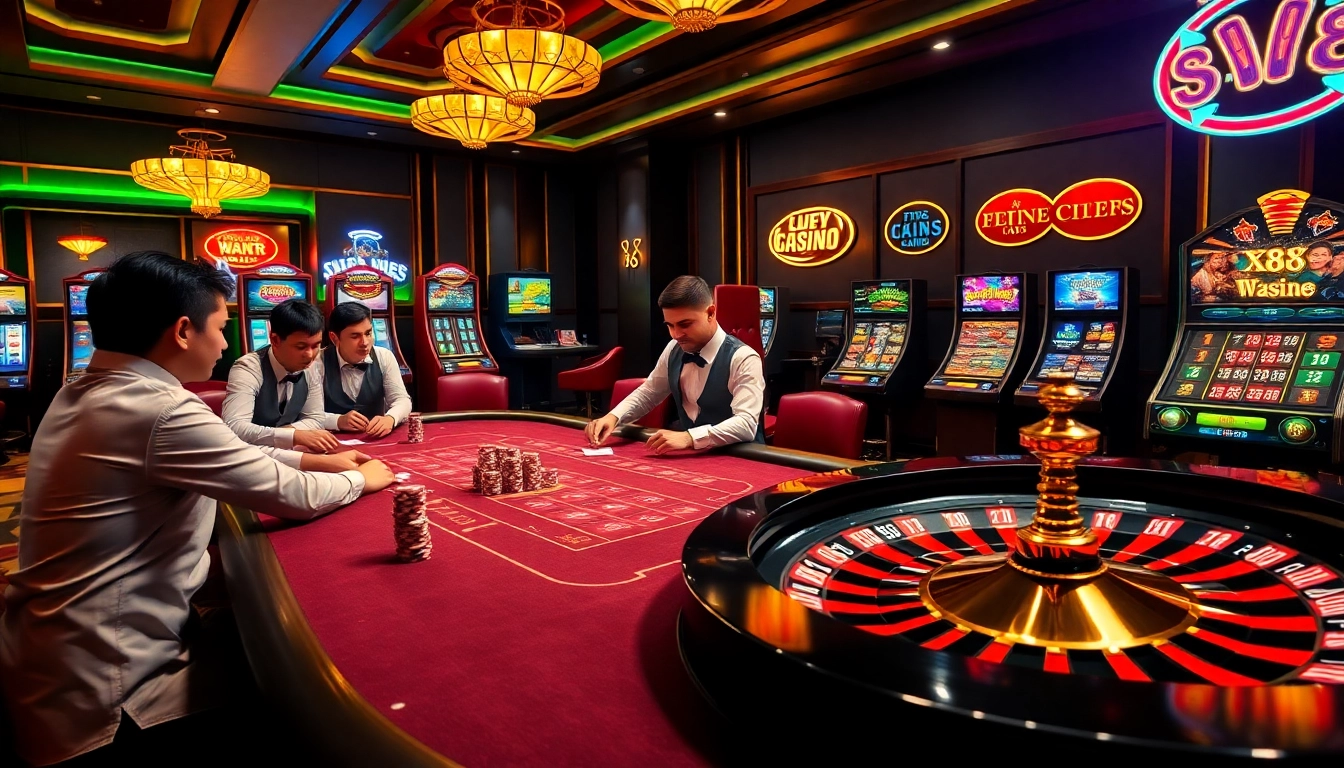 Exciting scene of XX 88 casino with players engaged in strategic gaming at a poker table.