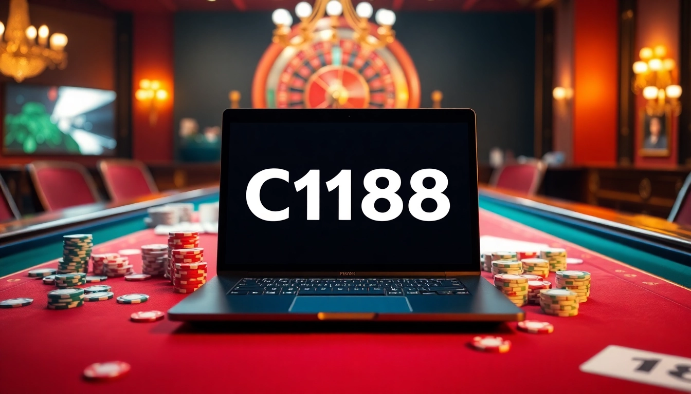 C168 - Exciting casino gameplay at a luxurious casino table with chips and cards.