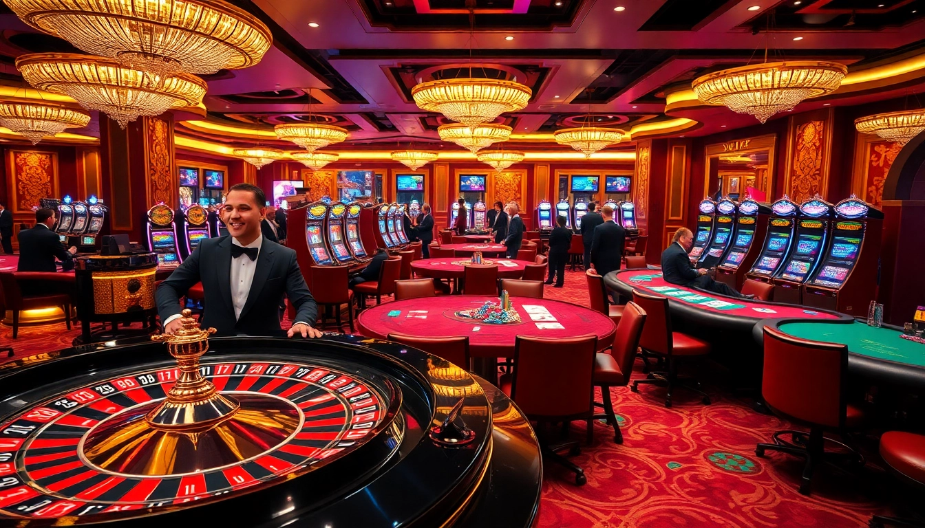 Players enjoy the excitement of betting at SC88's luxurious casino tables and slot machines.