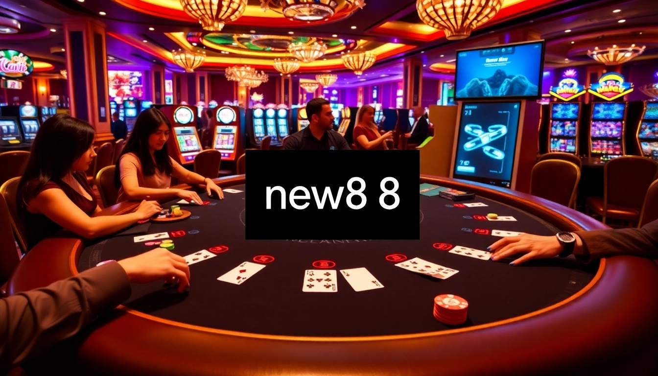 Experience thrilling moments at new88, featuring a lively blackjack table with vibrant poker chips and rich casino ambiance.