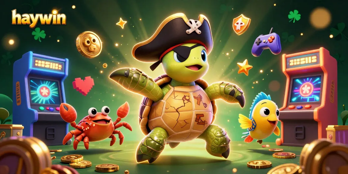 Experience thrilling jackpot moments at haywin featuring a pirate turtle amidst dynamic casino treasures
