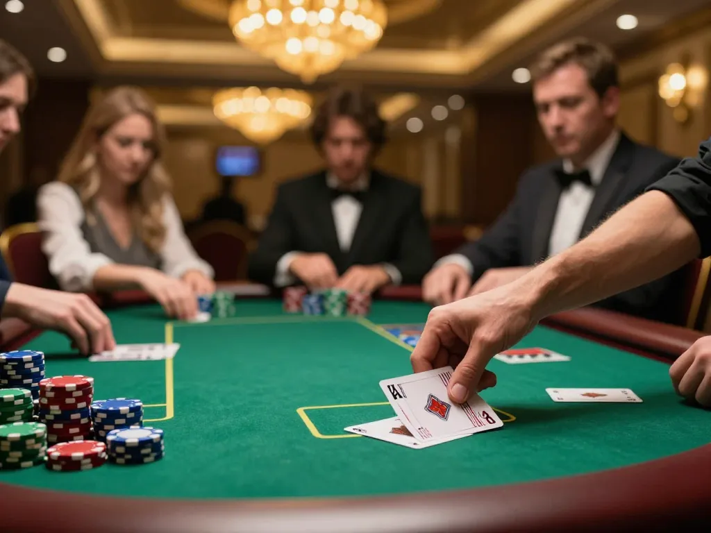 Engaging moment with a waschbare Staubbindematte Industrie enhancing cleanliness in a busy casino setting.
