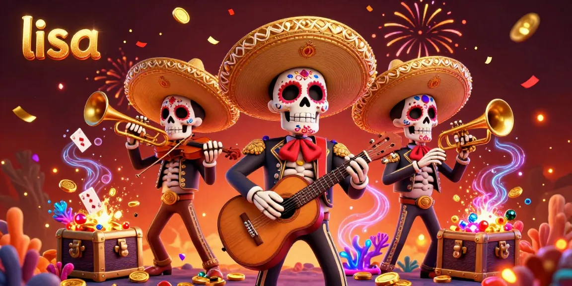 lsa showcases a vibrant Dia de los Muertos mariachi band amidst treasure and games, perfect for celebrating casino life.