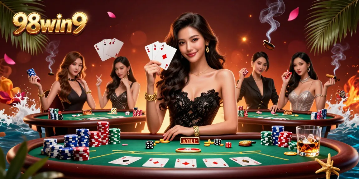 Engage in thrilling poker action at 98win9 with elegant gameplay, ace cards, and vibrant casino atmosphere.