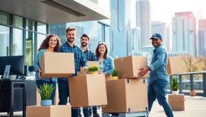 Büroumzug Berlin mit professionellen Umzugshelfern beim Transport von Büroausstattung