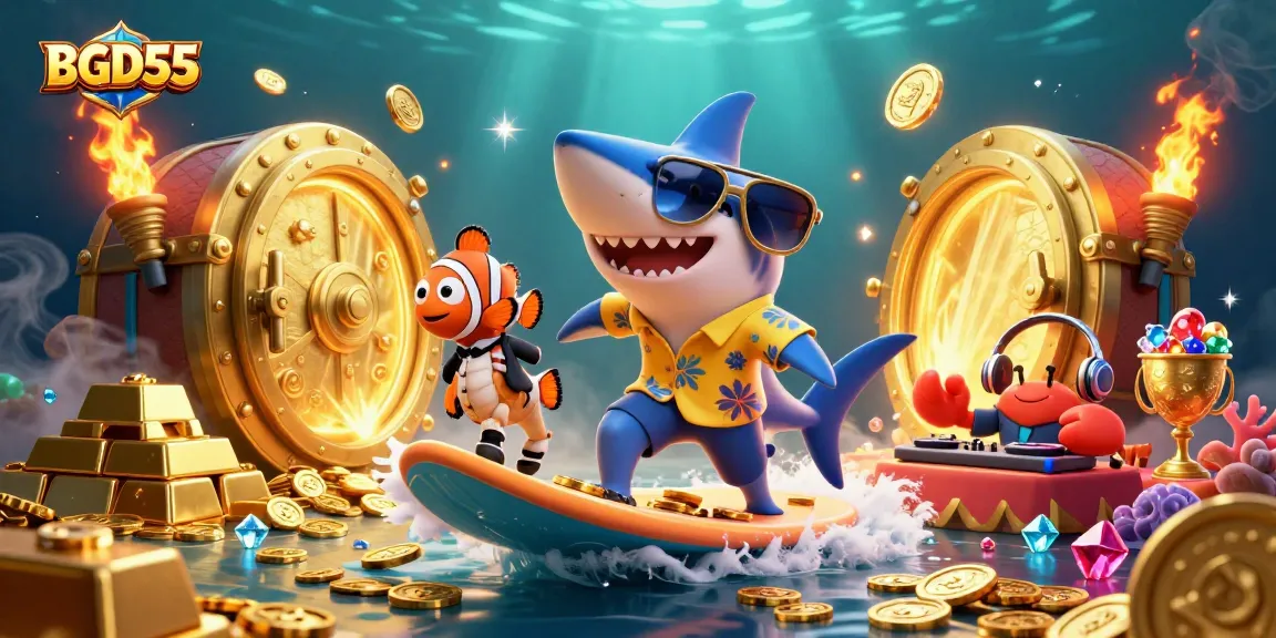 BGD55 excites gamers with a vibrant underwater scene featuring diverse characters and rich treasures.