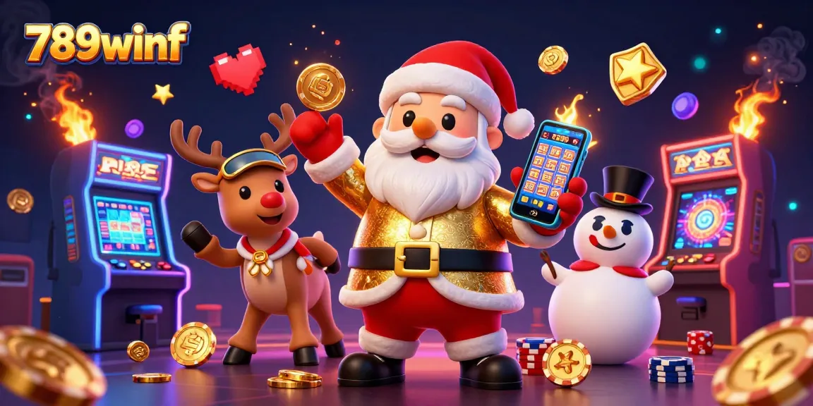 Experience the thrilling slots action at 789winf with festive characters and vibrant casino elements.