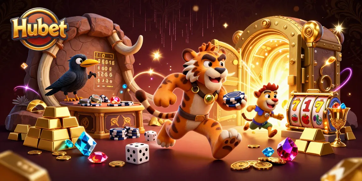 Experience thrilling gameplay at Hubet's vibrant casino with slot reels and golden treasures