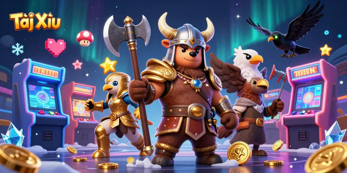 Experience Tài Xỉu excitement with animated characters and vibrant casino elements in this detailed illustration.