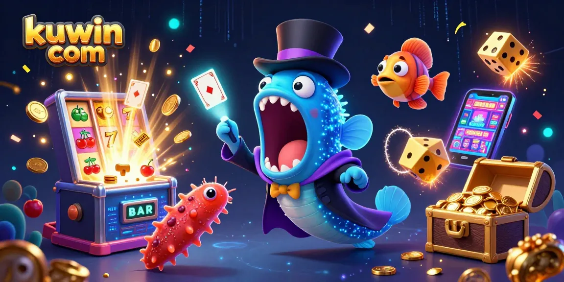 Engage in winning strategies at kuwin com with a vibrant 3D casino illustration featuring thrilling characters and gaming elements.