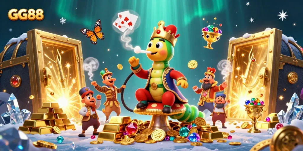 Immerse in GG88 casino action with a vibrant 3D illustration showcasing unique characters and symbols.