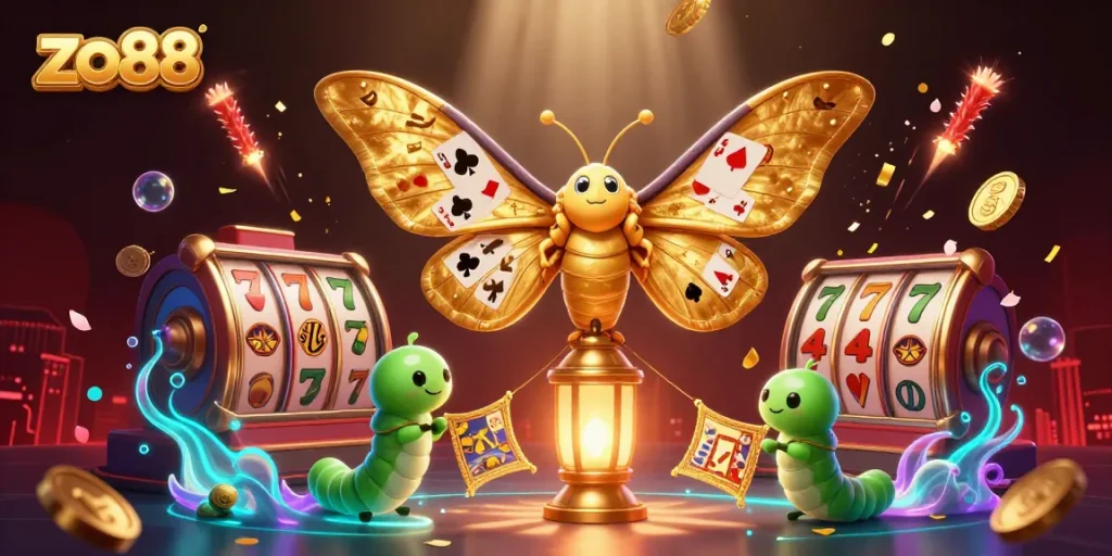 Engage in thrilling gameplay at zo88 with vibrant scenes of 3D slot machines and golden winnings.